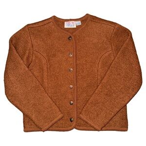 💙💖 Vintage 1960s Tally Ho Brown Button-Up 100% Wool Sweater